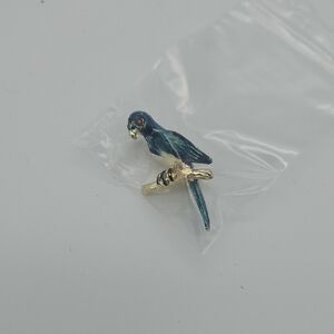 Unique Vintage Gold and Blue Bird Brooch